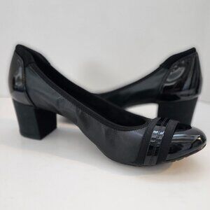 AK Sport Anne Kleine BlackPatent Leather Slip On High Heel  Dress Shoes Women 9